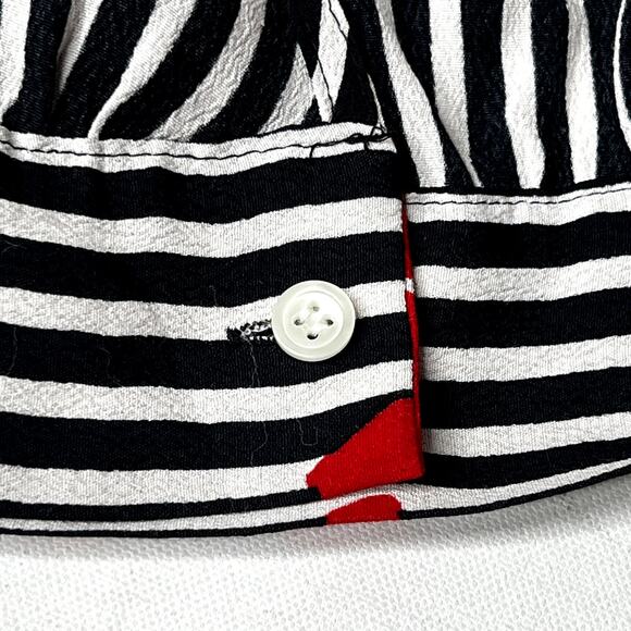 Madewell Wrap Top in Candied Orchids Black/White Striped Floral sz XL - Picture 8 of 10